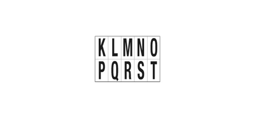 Lettere adesive da K a T - in PVC - 70 x 124 mm - 10 et/fg - 1 foglio - nero/bianco