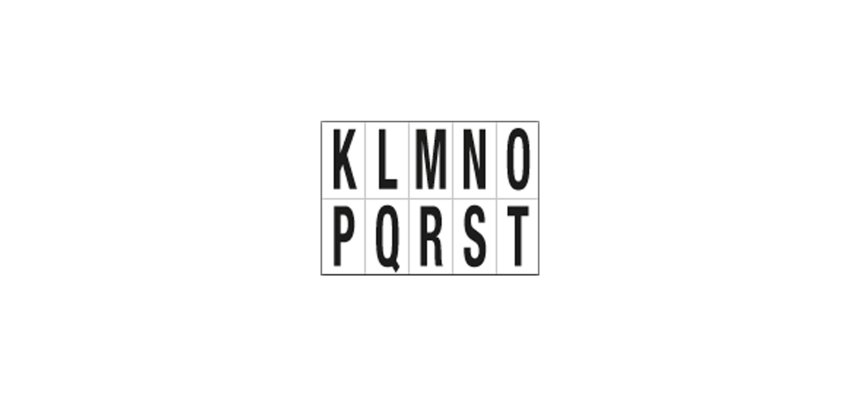 Lettere adesive da K a T - in PVC - 70 x 124 mm - 10 et/fg - 1 foglio - nero/bianco