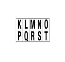 Lettere adesive da K a T - in PVC - 56 x 99 mm - 10 et/fg - 1 foglio - nero/bianco