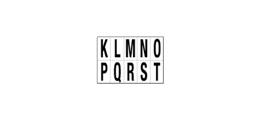 Lettere adesive da K a T - in PVC - 56 x 99 mm - 10 et/fg - 1 foglio - nero/bianco