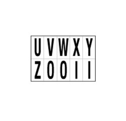 Lettere adesive da U a Z - in PVC - 56 x 99 mm - 10 et/fg - 1 foglio - nero/bianco