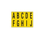 Lettere adesive da A a J - in PVC - 70 x 124 mm - 10 et/fg - 1 foglio - nero/giallo