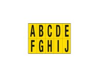 Lettere adesive da A a J - in PVC - 70 x 124 mm - 10 et/fg - 1 foglio - nero/giallo