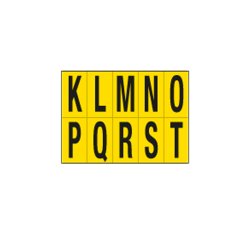 Lettere adesive da K a T - in PVC - 70 x 124 mm - 10 et/fg - 1 foglio - nero/giallo