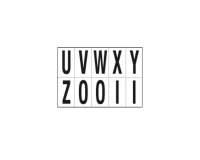 Lettere adesive da U a Z - in PVC - 70 x 124 mm - 10 et/fg - 1 foglio - nero/bianco