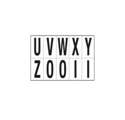 Lettere adesive da U a Z - in PVC - 70 x 124 mm - 10 et/fg - 1 foglio - nero/bianco
