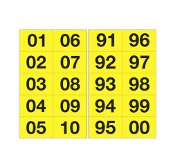 Numero adesivo da 01 a 99 - 44 x 34 mm - 10 et/fg - 10 fogli - nero/giallo