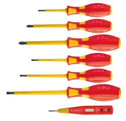 Cacciaviti isolati 1000 V - con cercafase - misure assortite - Valex - conf. 7 pezzi