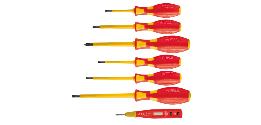 Cacciaviti isolati 1000 V - con cercafase - misure assortite - Valex - conf. 7 pezzi