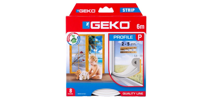 Guarnizione adesiva per isolamento STRIP - fessura 2-5 mm - 6 m - gomma - bianco - Geko