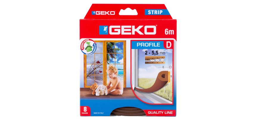 Guarnizione adesiva per isolamento STRIP - fessura 2-5,5 mm - 9 x 6 mm x 6 m - gomma - marrone - Geko