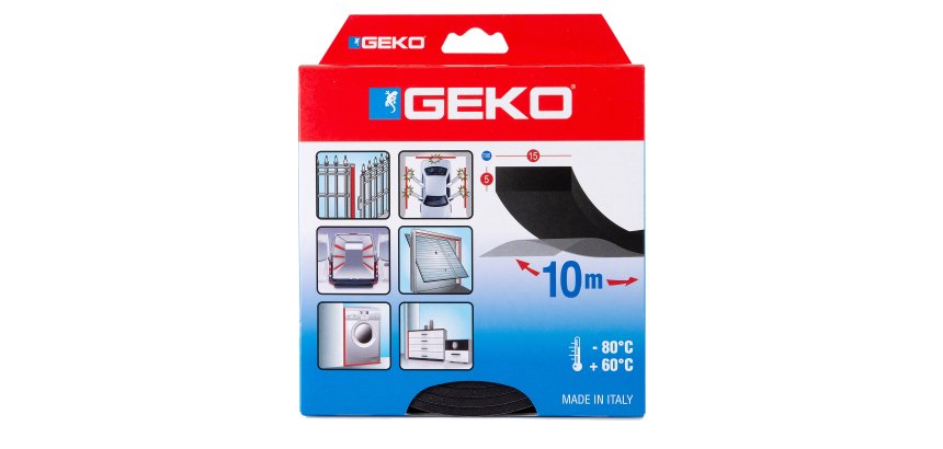 Guarnizione adesiva per serramenti MUSS - 15 x 5 mm x 10 m - neoprene - nero - Geko