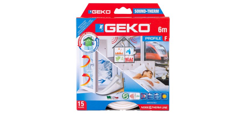 Guarnizione adesiva per l’isolamento di porte e finestre SOUND-THERM - fessura 1-4 mm - 6 m - bianco - Geko