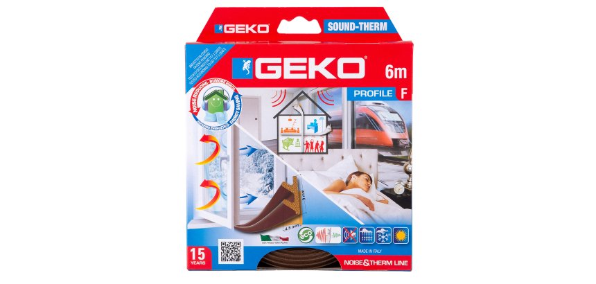 Guarnizione adesiva per l’isolamento di porte e finestre SOUND-THERM - fessura 1-4 mm - 6 m - marrone - Geko