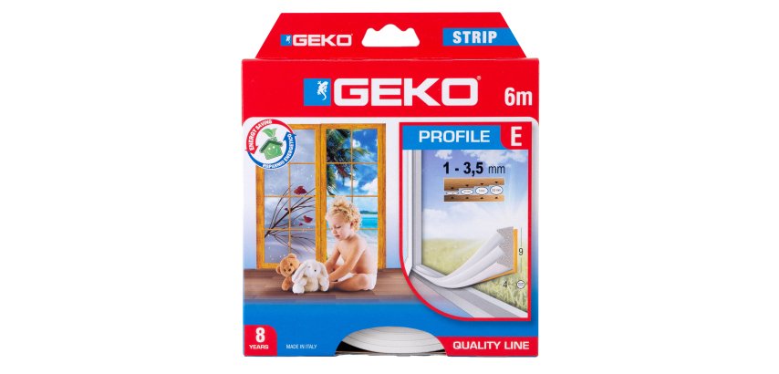 Guarnizione adesiva per isolamento STRIP - fessura 1-3 mm - 6 m - gomma - bianco - Geko