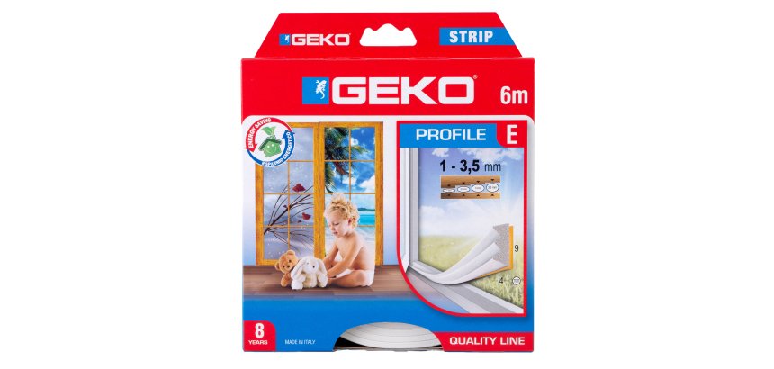 Guarnizione adesiva per isolamento STRIP - fessura 1-3 mm - 6 m - gomma - bianco - Geko