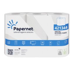 Rotolo asciugatutto professionale - 2 veli - 23 cm x 38,71 m - 158 strappi - bianco - Papernet - pacco 3 rotoli