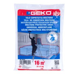 Telo copritutto - 4 x 4 m - 16 mq - 80/90 gr - HDPE - trasparente - Geko