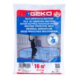 Telo copritutto - 4 x 4 m - 16 mq - 80/90 gr - HDPE - trasparente - Geko