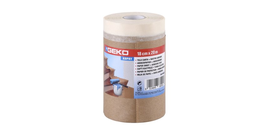 Bobina nastro adesivo e telo in carta - 18 cm x 20 m - Geko