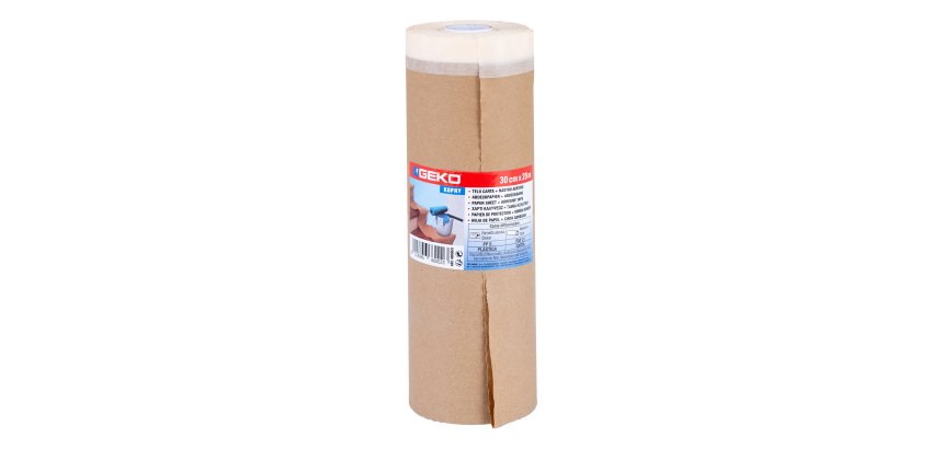 Bobina nastro adesivo e telo in carta - 30 cm x 20 m - Geko