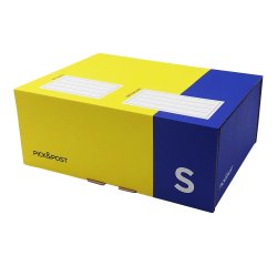 Scatola automontante per ecommerce PICK&Post - S - 26 x 19 x 10 cm - giallo/blu - Blasetti