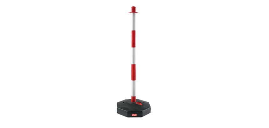 Colonnina segnaletica con base riempibile - H 85 cm - bianco/rosso - Valex