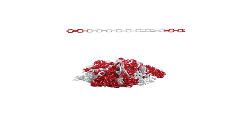 Catena segnaletica - 25 m - materiale plastico - bianco/rosso - Valex