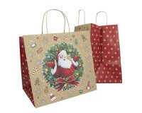 Shopper - maniglie cordino - 35 x 22 x 32 cm - carta biokraft - Big Santa - Mainetti Bags - conf. 15 pezzi