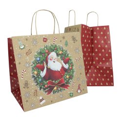 Shopper - maniglie cordino - 35 x 22 x 32 cm - carta biokraft - Big Santa - Mainetti Bags - conf. 15 pezzi