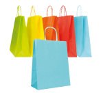 Shopper Twisted - maniglie cordino - 18 x 8 x 24 cm - carta biokraft - colori assortiti primavera/estate - Mainetti Bags - conf. 25 pezzi