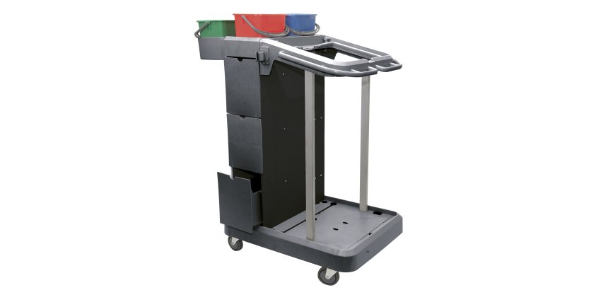 Carrello per pulizie UNI-J 11 - multifunzione - con  mobiletto 3 cassetti - 24 L - 75 x 60 x 118 cm - Taxon
