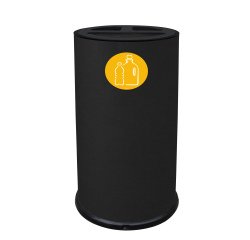 Contenitore tondo per raccolta differenziata - 3 scomparti - 70 L - nero - Stilcasa