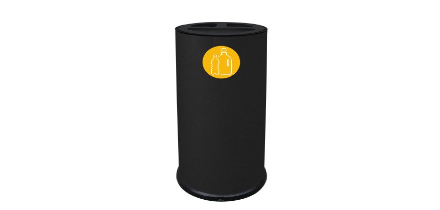 Contenitore tondo per raccolta differenziata - 3 scomparti - 70 L - nero - Stilcasa