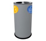 Contenitore tondo per raccolta differenziata - 3 scomparti - 70 L - grigio - Stilcasa