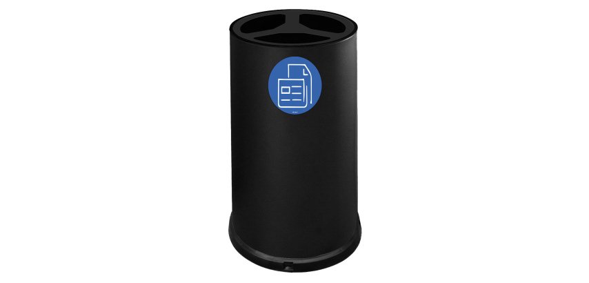 Contenitore tondo per raccolta differenziata - 3 scomparti - 100 L - nero - Stilcasa