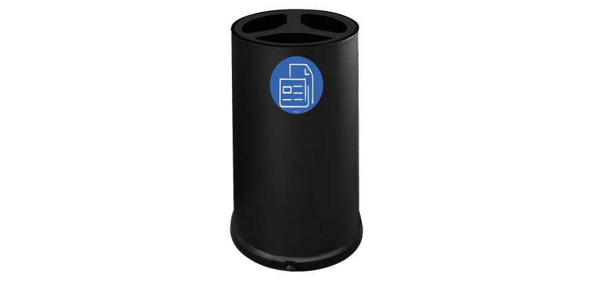 Contenitore tondo per raccolta differenziata - 3 scomparti - 100 L - nero - Stilcasa