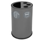 Contenitore tondo per raccolta differenziata - con divisiorio bicchieri - 50 L - grigio - Stilcasa