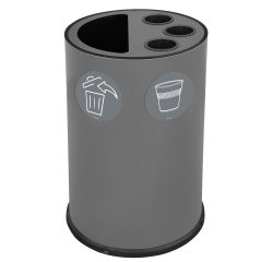 Contenitore tondo per raccolta differenziata - con divisiorio bicchieri - 50 L - grigio - Stilcasa