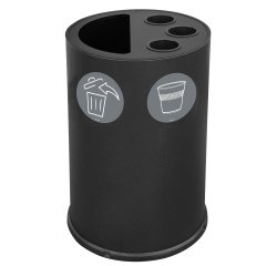 Contenitore tondo per raccolta differenziata - con divisiorio bicchieri - 50 L - nero - Stilcasa