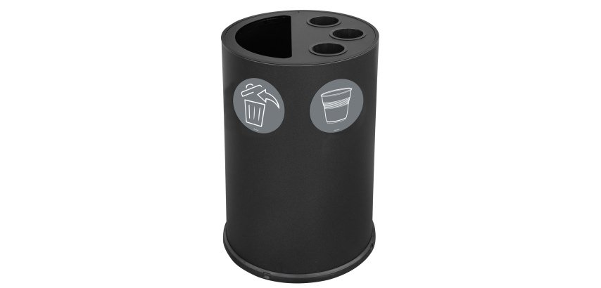 Contenitore tondo per raccolta differenziata - con divisiorio bicchieri - 50 L - nero - Stilcasa