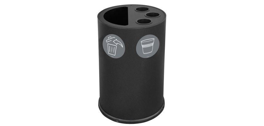 Contenitore tondo per raccolta differenziata - con divisiorio bicchieri - 50 L - nero - Stilcasa