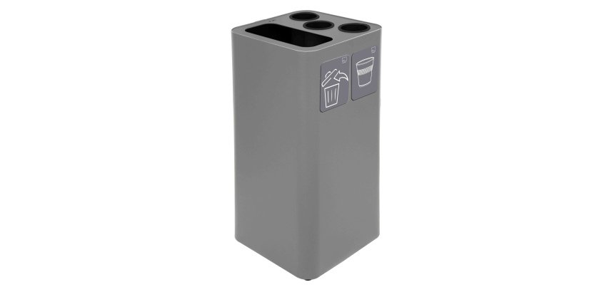 Contenitore per raccolta differenziata - con divisiorio bicchieri - 50 L - grigio - Stilcasa