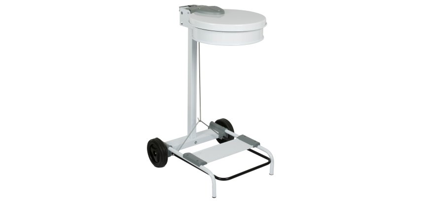 Carrello portasacco - 54,6x60xH94cm - con ruote - 110L - acciaio - bianco - Stilcasa