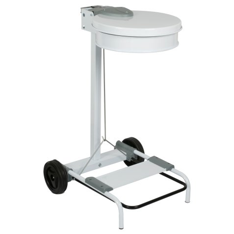 Carrello portasacco - 54,6x60xH94cm - con ruote - 110L - acciaio - bianco - Stlcasa