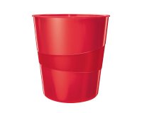 Cestino gettacarte WOW - altezza 32,4 cm - diametro 29 cm - 15 L - rosso - Leitz