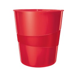 Cestino gettacarte WOW - altezza 32,4 cm - diametro 29 cm - 15 L - rosso - Leitz
