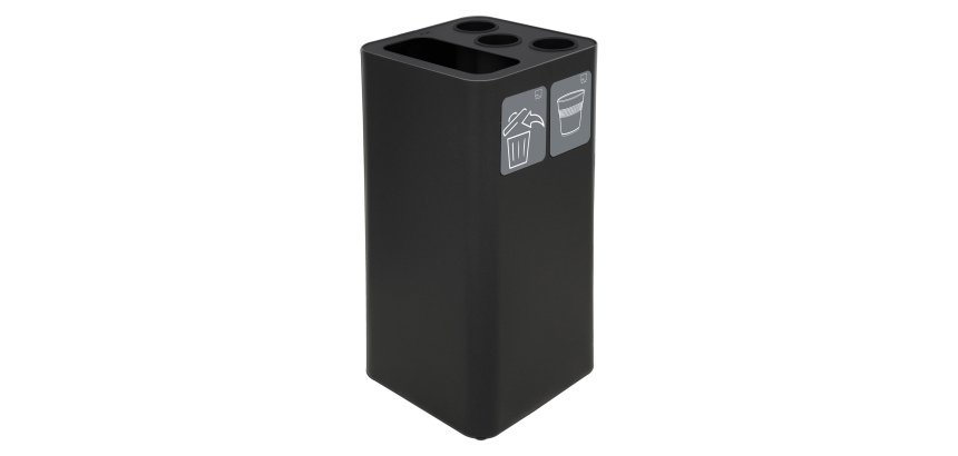 Contenitore per raccolta differenziata - con divisiorio bicchieri - 50 L - nero - Stilcasa