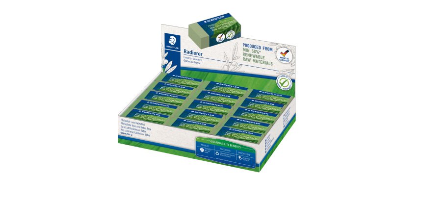Gomma Eco 526 - 43 x 19 x 13 mm - per matita - verde - Staedtler - conf. 30 pezzi