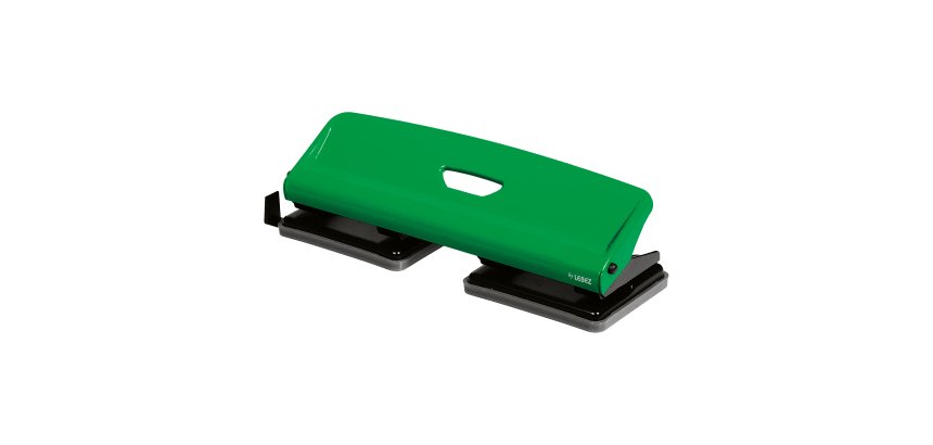 Perforatore 740 -  max 25 fogli - 4 fori fissi - verde - Lebez